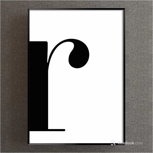 Framed Abstract Black Curved Design Element With Minimalist White Background 3d model 