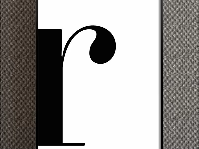 Framed Abstract Black Curved Design Element With Minimalist White Background 3d model