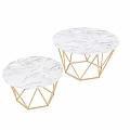 Modern Functional Two Piece Tables With Gold Metal Frame And Marble Top Design