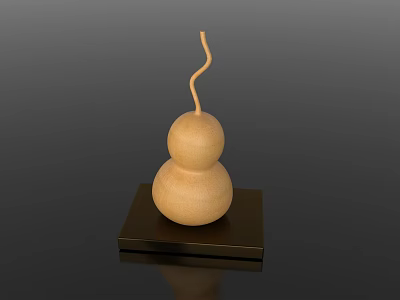 Wooden Gourd Ornament On Black Square Base For Stylish Window Display Decoration 3d model