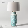 Modern Table Lamp With White Lampshade And Blue Textured Ceramic Base 3d model