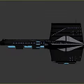 Modern Futuristic Sci Fi Structure Featuring Blue Glowing Lines And Black Panels