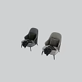 Modern Beige Fabric Armchair with Leather Armrests Geometric Pillow and Gray Blanket
