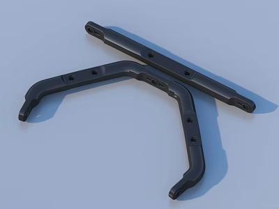 Black Metal Mechanical Brackets With Curved Design And Mounting Holes For Industrial Use 3d model