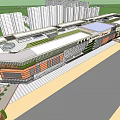 BG Mall Universal Studios Commercial Complex With Modern Glass Facade Architecture Design 3d model