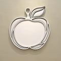 Apple Shaped Mirror Reflecting Cozy Bedroom Interior With Bed And Nightstand