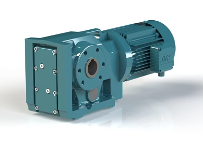 Industrial Equipment Teal Geared Motor With Flange Connection And Heat Sink Design 3d model