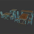 Rustic Solid Wood Dining Tables And Matching Chairs With Natural Wood Finish