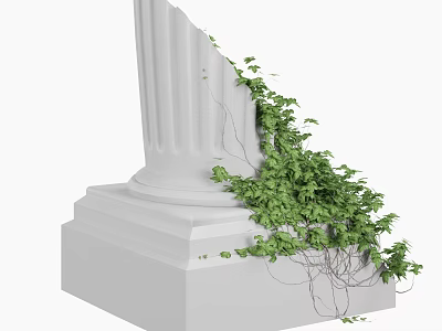Elegant Classic White Roman Column with Green Vines Wrapping Around Surface 3d model
