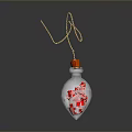 Heart Shaped Glass Bottle Pendant With Pink Content Red Cap And Gold Chain