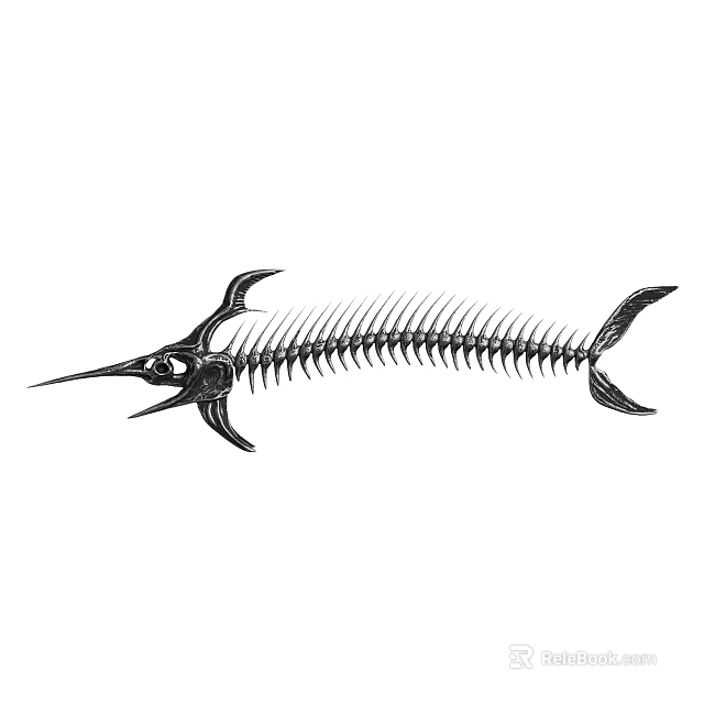 Unique Fish Skeleton Design Wall Decor For Modern Home Interior Decoration 3d model