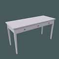 White Dressing Table With Long Tabletop Three Drawers And Black Handles Slim Legs 3d model