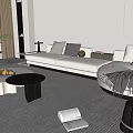 Modern Living Room Interior Design With White Walls Sofa Coffee Table Plants And Staircase