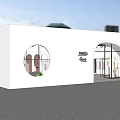Modern Design Storefront With White Building Circular Windows Entrance And Plants 3d model