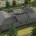 Traditional Chinese Ancient Architecture Courtyard View With Gray Brick Walls Traditional Roof And Parked Cars