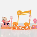 Lann Park Photo Check In Spot With Cartoon Cat Music Notes Orange Pink Blocks