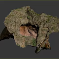 Realistic Rock Cave Landscape Structure With Green Vegetation And Open Hollow