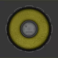 Industrial Cylindrical Equipment Featuring Yellow End Blue Circular Windows And White Body