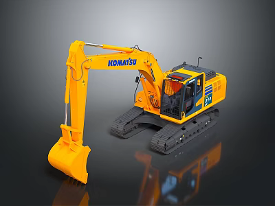 Heavy Duty Yellow KOMATSU Crawler Excavator Industrial Construction Machinery With Large Bucket 3d model
