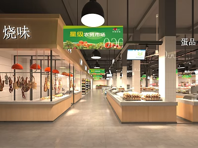 Star Rated Farmers Market Store With Roast Meat And Egg Displays 3d model