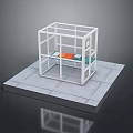 Small Cage Like Building With Bed Inside And Platform Base