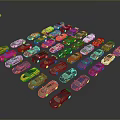 Colorful Model Cars In Various Colors And Styles Arranged On