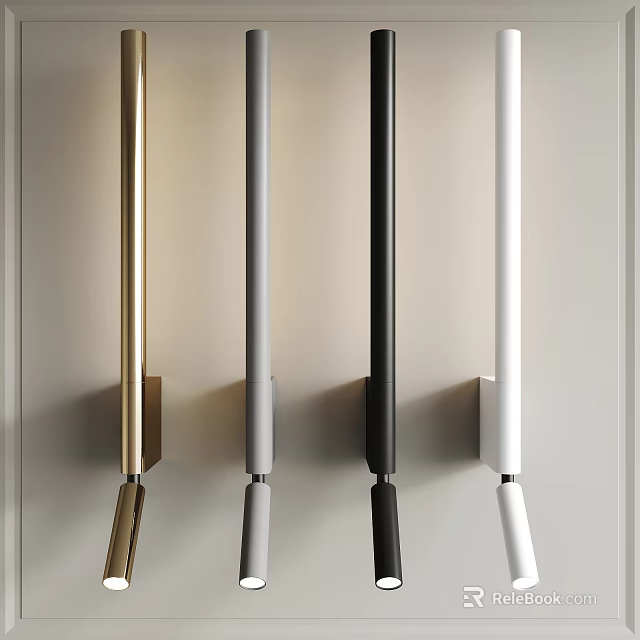 Modern Minimalist Gold Gray Black White Wall Lamps with Sleek Wall Mounted Design 3d model 