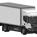 Scania Modern White Commercial Truck With Box Body Cargo Design Front View