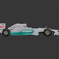 White Light Blue Formula 1 Race Car with Petronas Sponsorship Aerodynamic Design