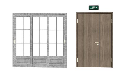 Modern child door solid wood folding door 3d model