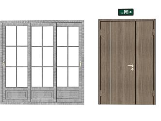 Modern child door solid wood folding door 3d model