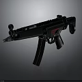 Black Tactical Submachine Gun With Adjustable Stock And Barrel Scope Mount 3d model
