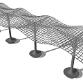 Modern Pergola Structure With Wavy Grid Top And Multiple Support Columns 3d model