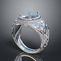 Exquisite Silver Ring With Intricate Carvings Decorative Patterns And Elegant Setting Design 3d model