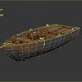 Rustic Blue And Brown Wooden Boat With Weathered Hulls And Wooden Seats