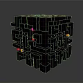 Creative Black Cube Maze Design Modern Home Living Accessory With Colorful LED Lights