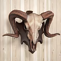 Rustic Ram Skull Wall Decor With Faux Bone Finish For Living Room Home Accent