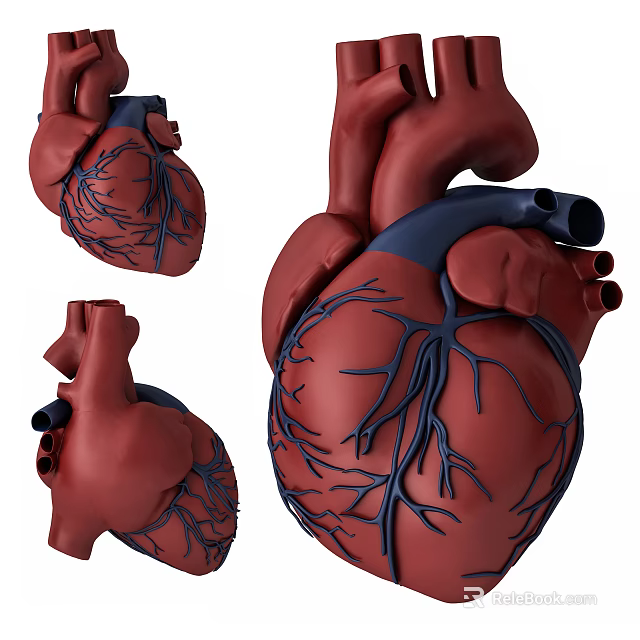 Human Heart Chest Organ 3D Rendering With Detailed Anatomical Structure And Blood Vessels 3d model 