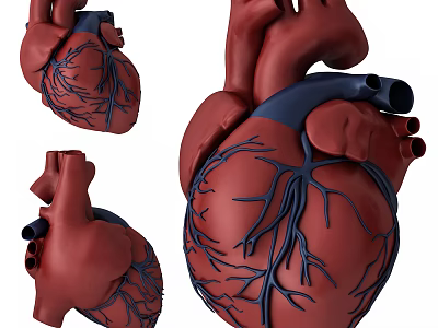 Human Heart Chest Organ 3D Rendering With Detailed Anatomical Structure And Blood Vessels 3d model
