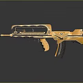Modern Black and Golden Weapon with Ornate Patterns and Decorative Accents