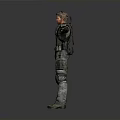 3D Tactical Male Character In Green Vest Gray Pants With Extended Arms And Gear