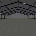 Outdoor Large Tent With Metal Frame And Transparent Covering On Grass Platform
