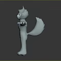 3D Cartoon Wolf Character With Big Eyes Gray White Fur Arms Outstretched For Game Animation