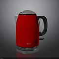 Red Modern Electric Kettle With Black Handle White Lid And Stainless Steel Base