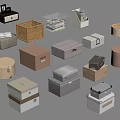 Assorted Storage Boxes In Multiple Materials And Designs For Home Organization Needs 3d model