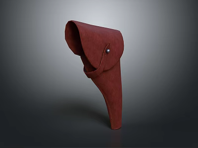 Classic Red Leather Holster Design With Metal Button And Smooth Finish 3d model