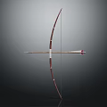 Traditional Bow And Arrow Weapon With Wooden Frame And Red Tipped Arrowhead Design