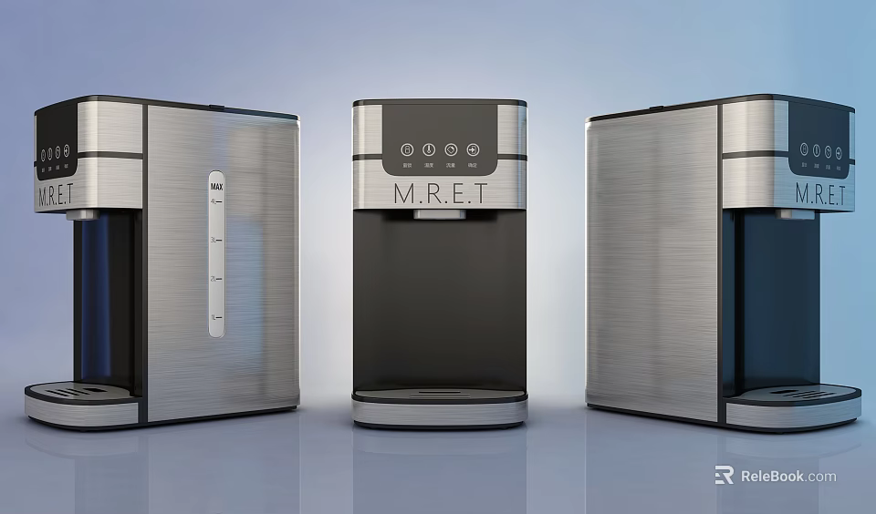 Three Modern Daily Use Electrical Appliances With Silver Metallic Finish And Control Panels 3d model 