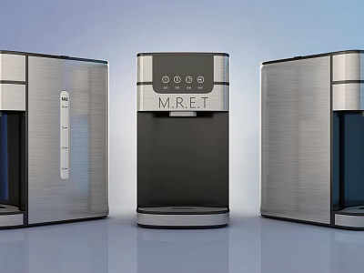 Three Modern Daily Use Electrical Appliances With Silver Metallic Finish And Control Panels 3d model
