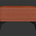Stylish Woven Orange Bench With Pink Cushion And Black Metal Legs